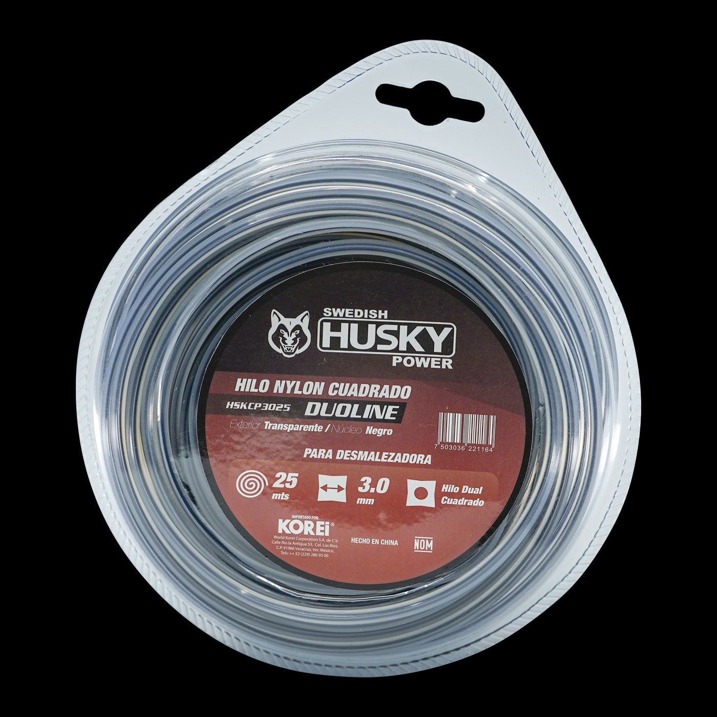 Hilo Nylon Cuadrado Con Polimero Para Desbrozadora Desmalezadora de 3 mm (0.120") x 25m HSKCP3025