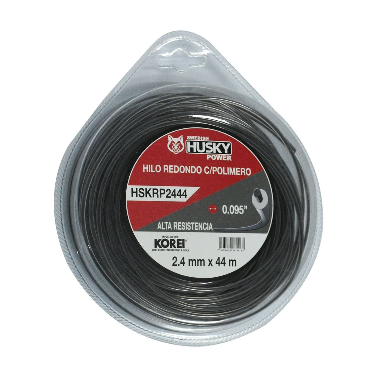 Hilo Redondo Para Desbrozadora Desmalezadora Alta Resistencia de 2.4 mm (0.095") x 44m HSKRP2444