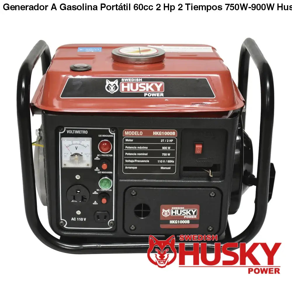 Generador A Gasolina Portátil 60cc 2 Hp 2 Tiempos 750W-900W Husky