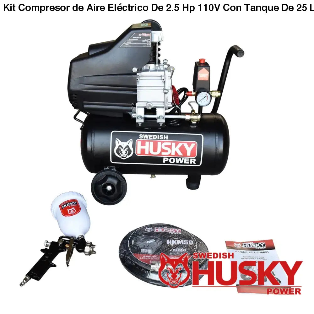 Kit Compresor de Aire Eléctrico De 2.5 Hp 110V Con Tanque De