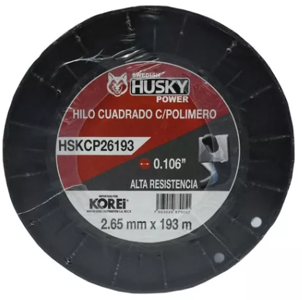 Hilo Nylon Cuadrado Con Polimero  Para Desbrozadora Desmalezadora de 2.4 mm (0.095") x 259 m HSKCP24259